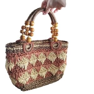 Raffia crochet shoulder bag